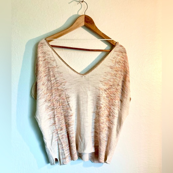Free People Cream/Tan Top with Aztec Earth Tone Design (XS) - Picture 2 of 6